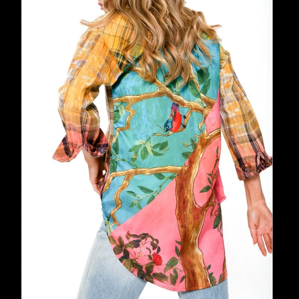 Aratta hibiscus plaid shirt size XL